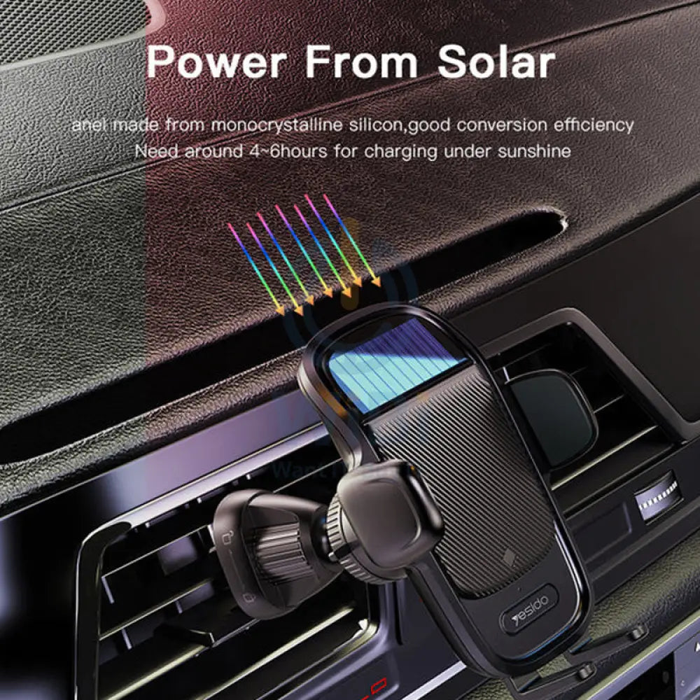 Yesido C164 Solar Power Clip Phone Holder - 110mAh / 2 Amps - Black Accessories > Mobiles & Tablets > Mobiles > Mobile