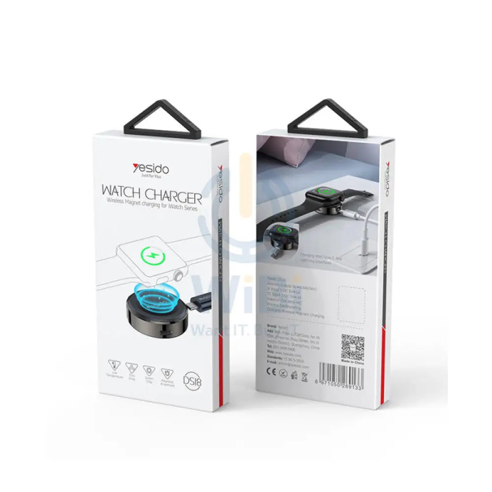 Yesido DS18 iPhone Watch Magnetic Wireless Charging Dock - 2.5W / USB / Type-C - Black Accessories > Smart Watches >