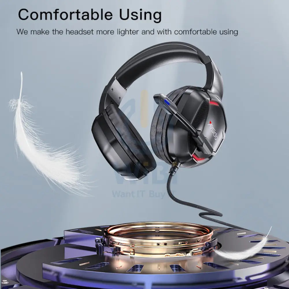 Yesido EK01 Gaming HeadPhone With Microphone - 1.2M / 3.5mm Jack / USB - Black Accessories > Audio > Headphones