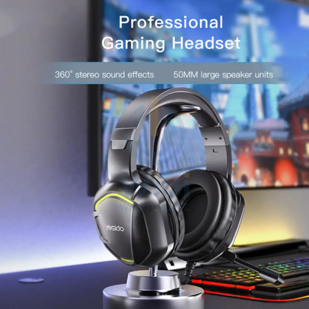 Yesido EK01 Gaming HeadPhone With Microphone - 1.2M / 3.5mm Jack / USB - Black Accessories > Audio > Headphones