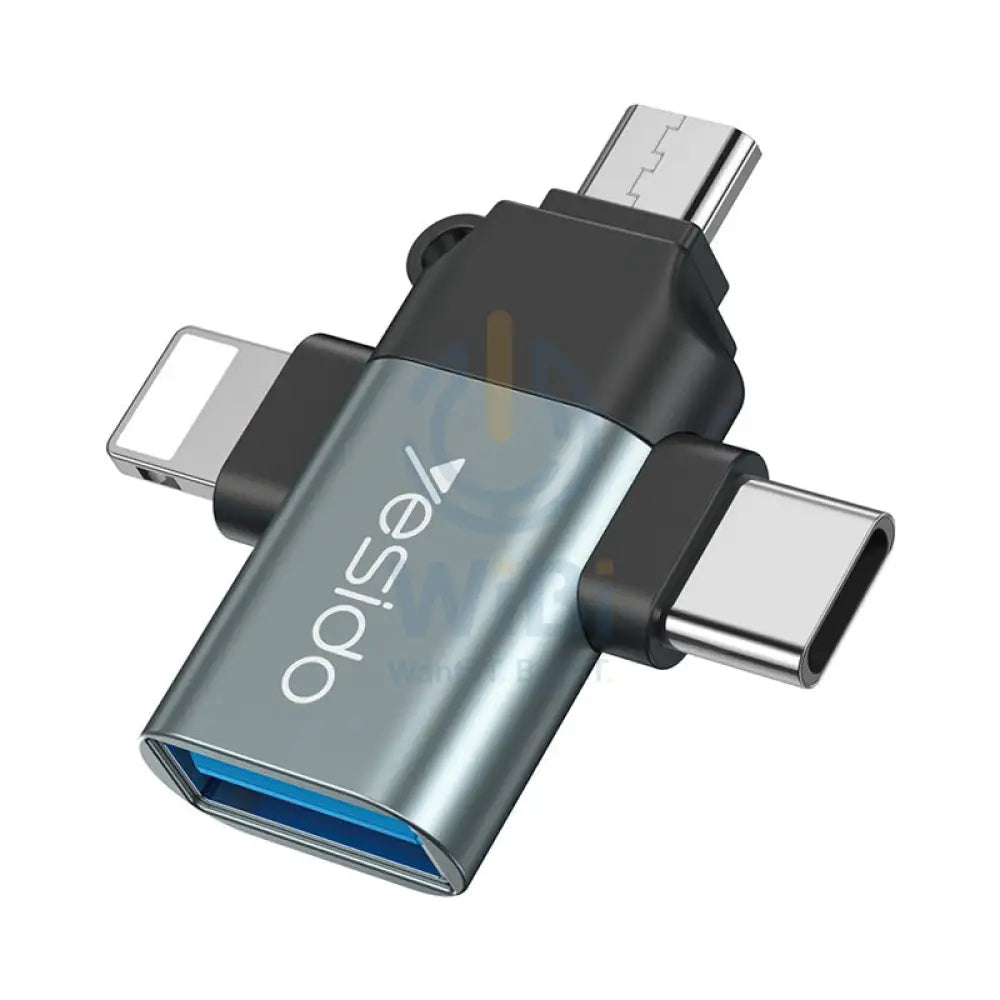 Yesido GS15 3 in 1 USB Flash Disk OTG Adapter - 3CM / USB / Type-C / Micro / Lightning - White Accessories > Cables &