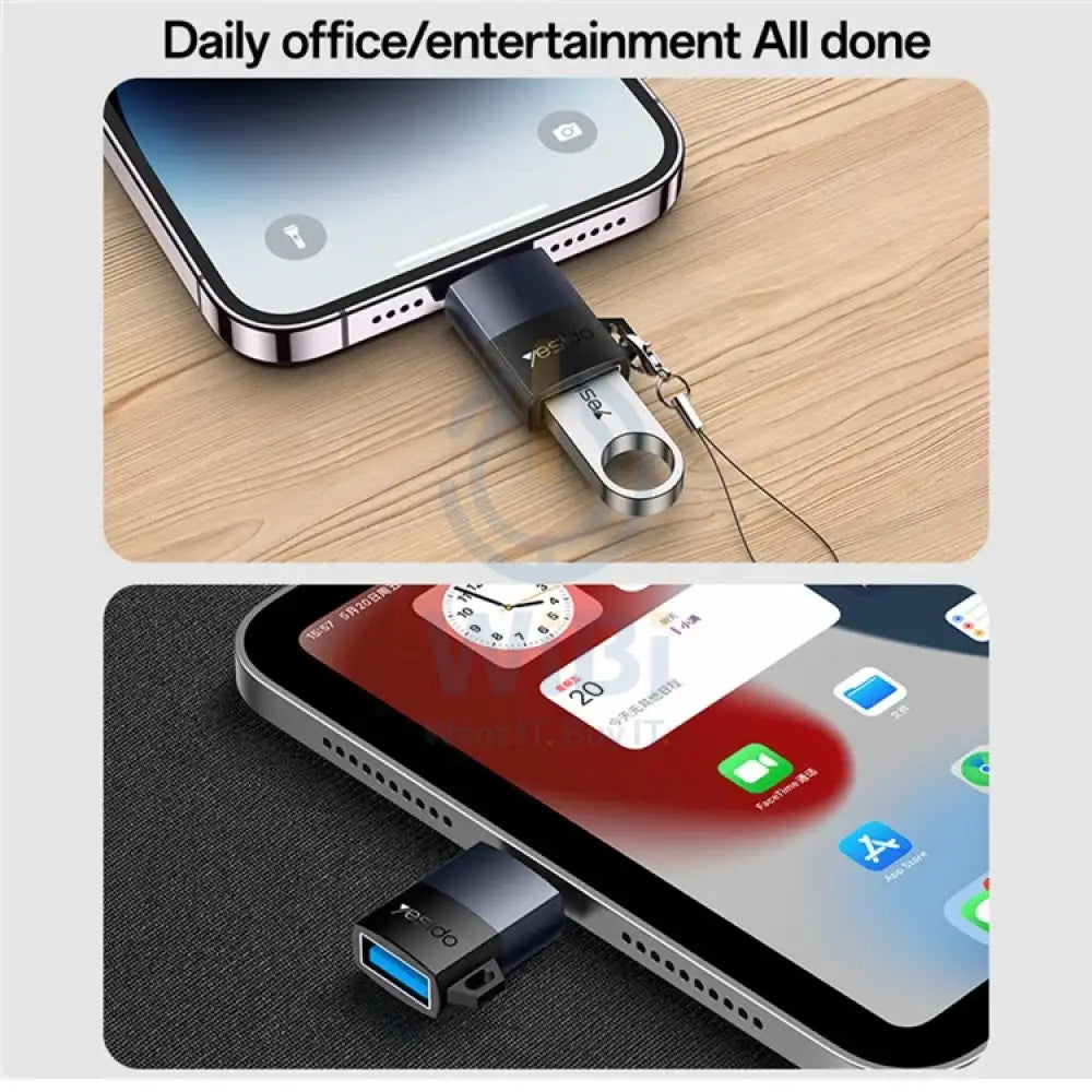 Yesido GS32 USB OTG Adapter - Up to 480Mbps / Lightning / Black Accessories > Cables & Converters > Converters