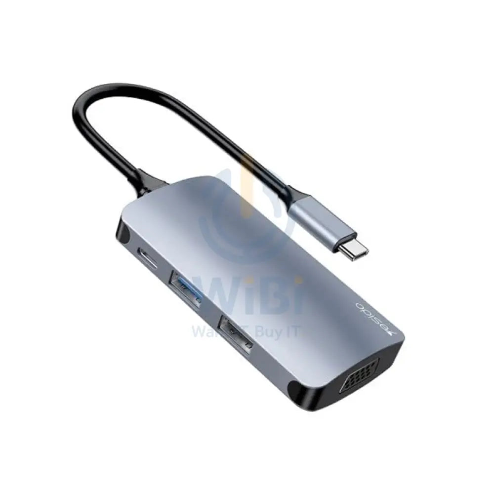 Yesido HB16 7 in 1 Multifunctional Docking Station HUB Adapter - USB / Type-C / VGA - Gray Accessories > Cables &