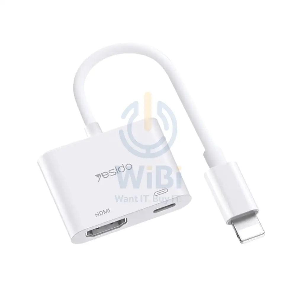 Yesido HM06 8 Pin to HDMI Audio Video Adapter - Lightning / 1080p / USB - White Accessories > Cables & Converters >