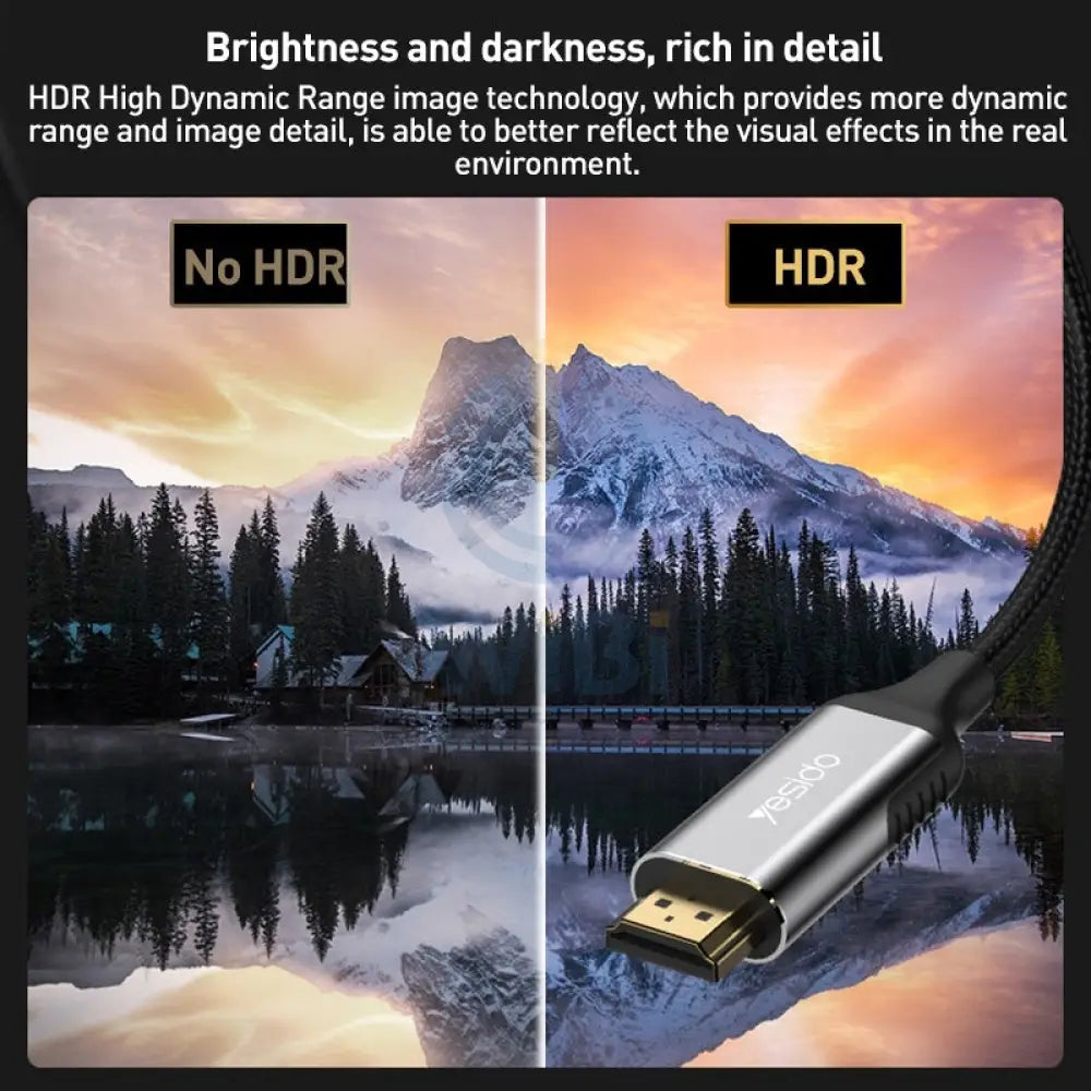 Yesido HM11 Braided 8K Ultra HDTV Extension Cable - 1.8M / 240Hz / 48Gbps / HDMI - Black Accessories > Cables &