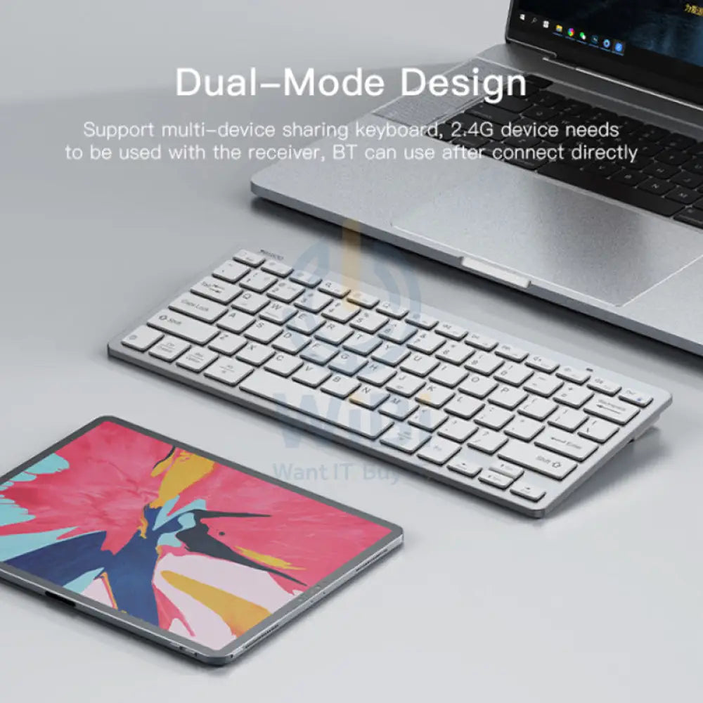 YESIDO KB11 Wireless Keyboard - 10M / 2.4G / USB / Bluetooth - White Accessories > Keyboard & Mouse