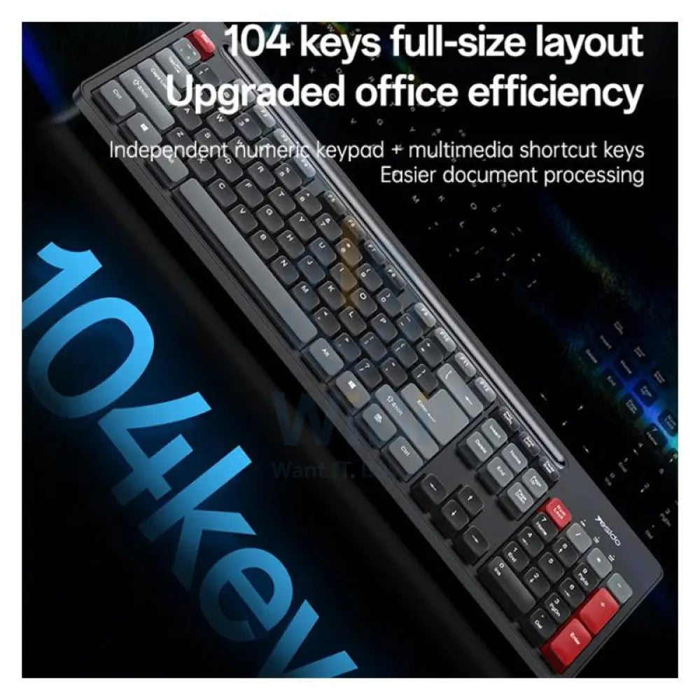 Yesido KB43 Wireless Keyboard And Mouse Set - 2.4G / 10M / Up to 1600 dpi / Arabic - Black Accessories > Keyboard &