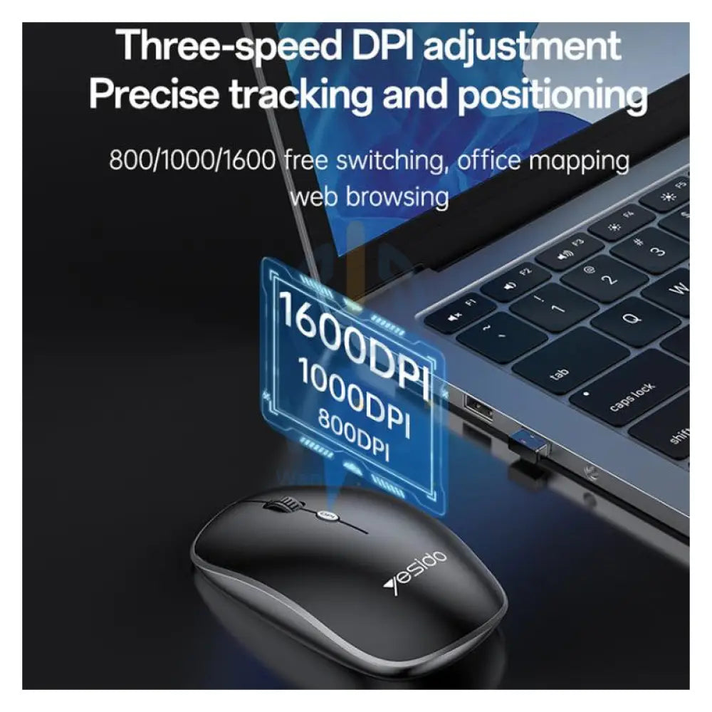 Yesido KB43 Wireless Keyboard And Mouse Set - 2.4G / 10M / Up to 1600 dpi / Arabic - Black Accessories > Keyboard &