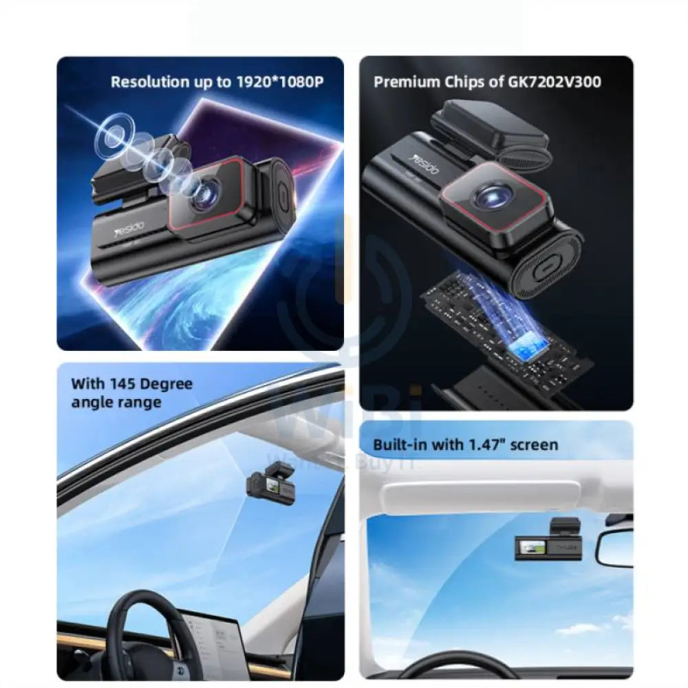 Yesido KM21 Dash Cam Front Way Car Driving Recorder - 1.47’’ IPS / Wi-Fi - Black Cameras > Security Cameras