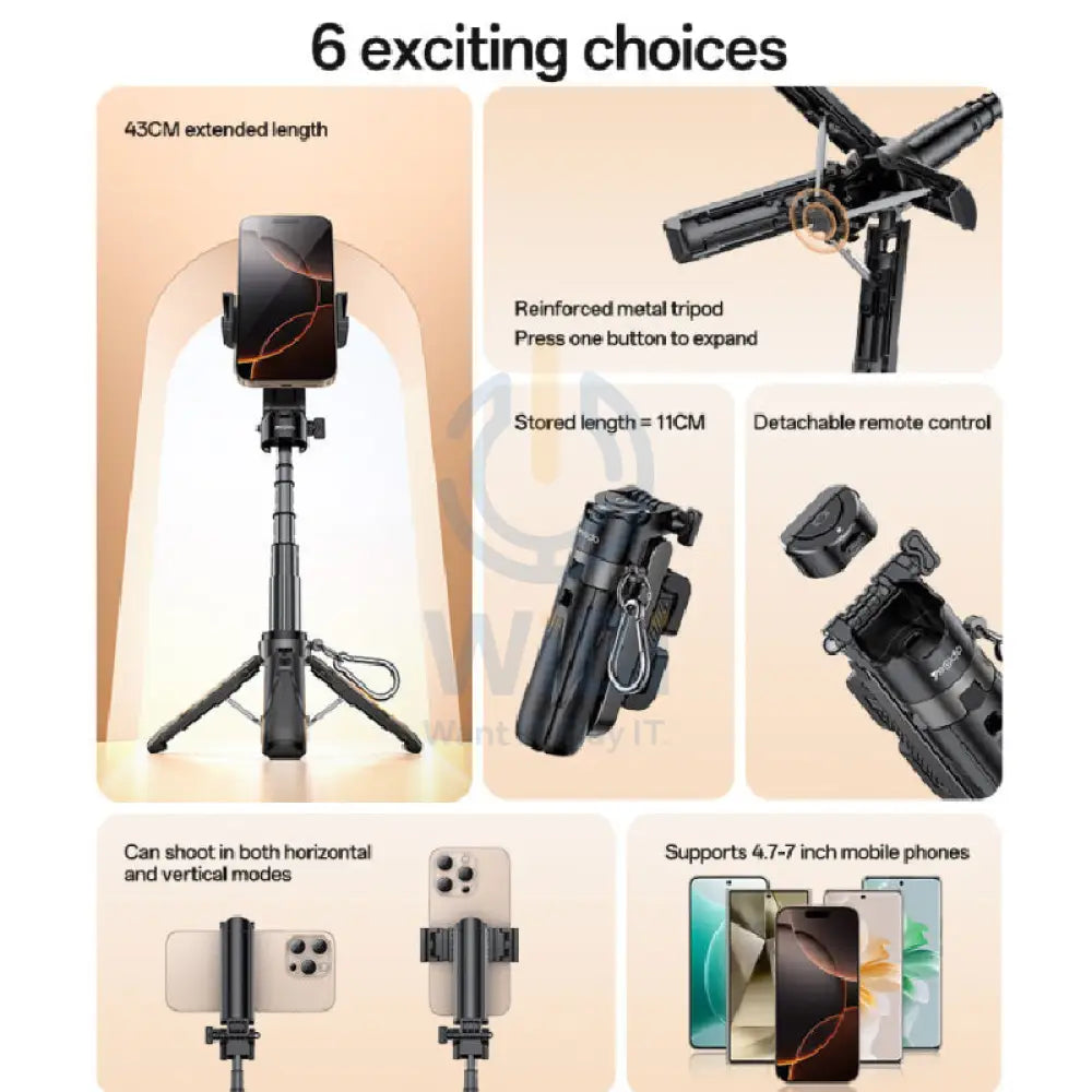 Yesido SF29 Tripod Mini Selfie Stick 4.7’’ 7’’ / Black Accessories > Mobiles & Tablets > Mobiles > Mobile Holder