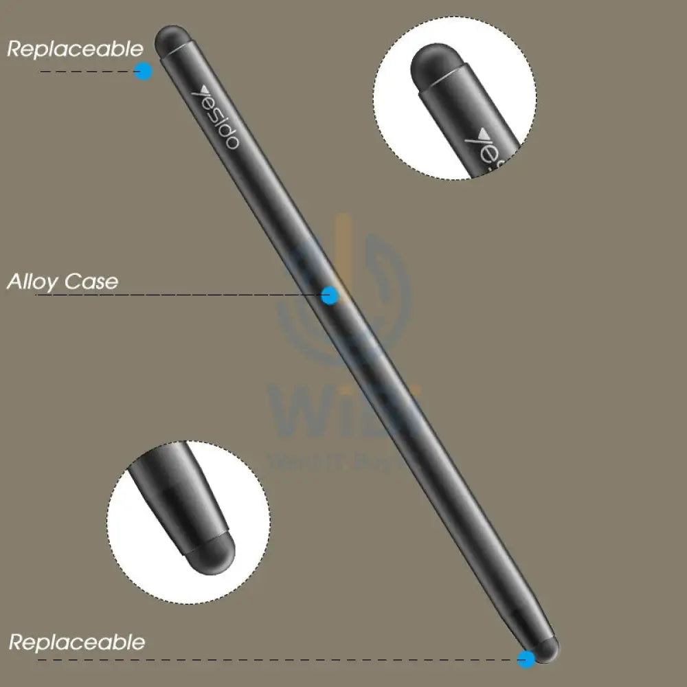 Yesido ST01 2 In 1 Capacitive Active Tablet Smart Pressure Touch Screen Stylus Pen - Black Accessories > Mobiles &