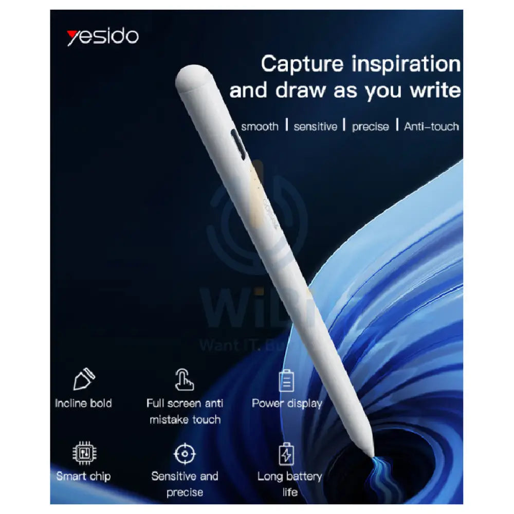 Yesido ST07 Universal Active Pen - 150mAh / White Accessories > Mobiles & Tablets > Tablets > Stylus & Pencil