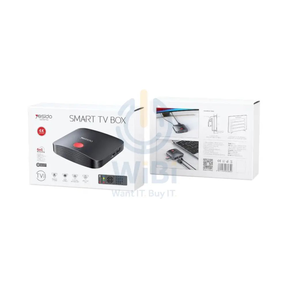 Yesido TV11 Smart TV Box 6 IN 1 - 4K / USB / HDMI / WiFi / RJ45 - Black Accessories > Smart Devices