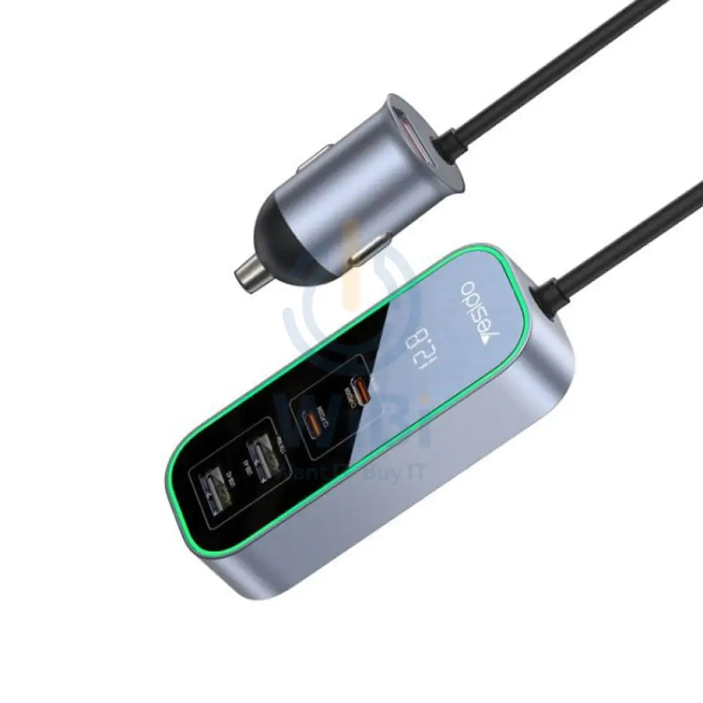 Yesido Y53 5 Ports 97W Extended Car Charger - 1.5M / USB / Type-C - Silver Accessories > Mobiles & Tablets > Mobiles >