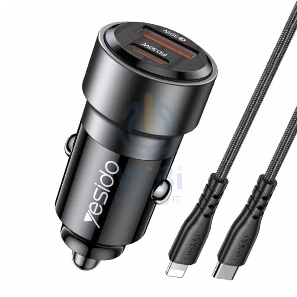 Yesido Y54 60W Fast Charging Car Charger - USB / Lightning - Black Accessories > Mobiles & Tablets > Mobiles > Car