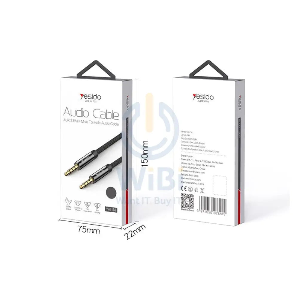 Yesido YAU-14 3.5mm AUX Audio Cable - 3.5mm / 1 Meter / Black