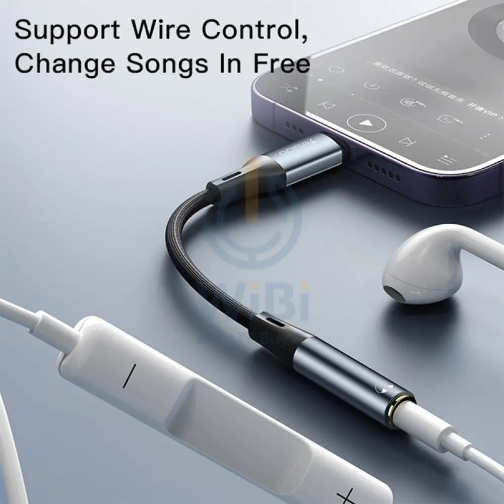 Yesido YAU37 Female Audio Adapter - 0.15M / 3.5mm Jack / Lightning - Black Accessories > Cables & Converters > Cables