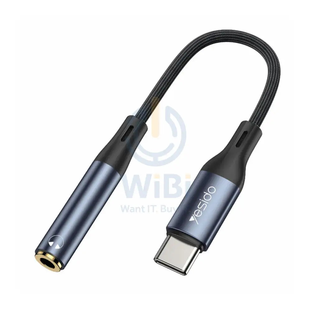 Yesido YAU38 Female Audio Adapter - 0.15M / 3.5mm Jack / AUX / Type-C - Black Accessories > Cables & Converters > Cables