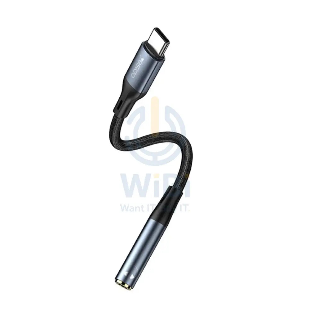 Yesido YAU38 Female Audio Adapter - 0.15M / 3.5mm Jack / AUX / Type-C - Black Accessories > Cables & Converters > Cables