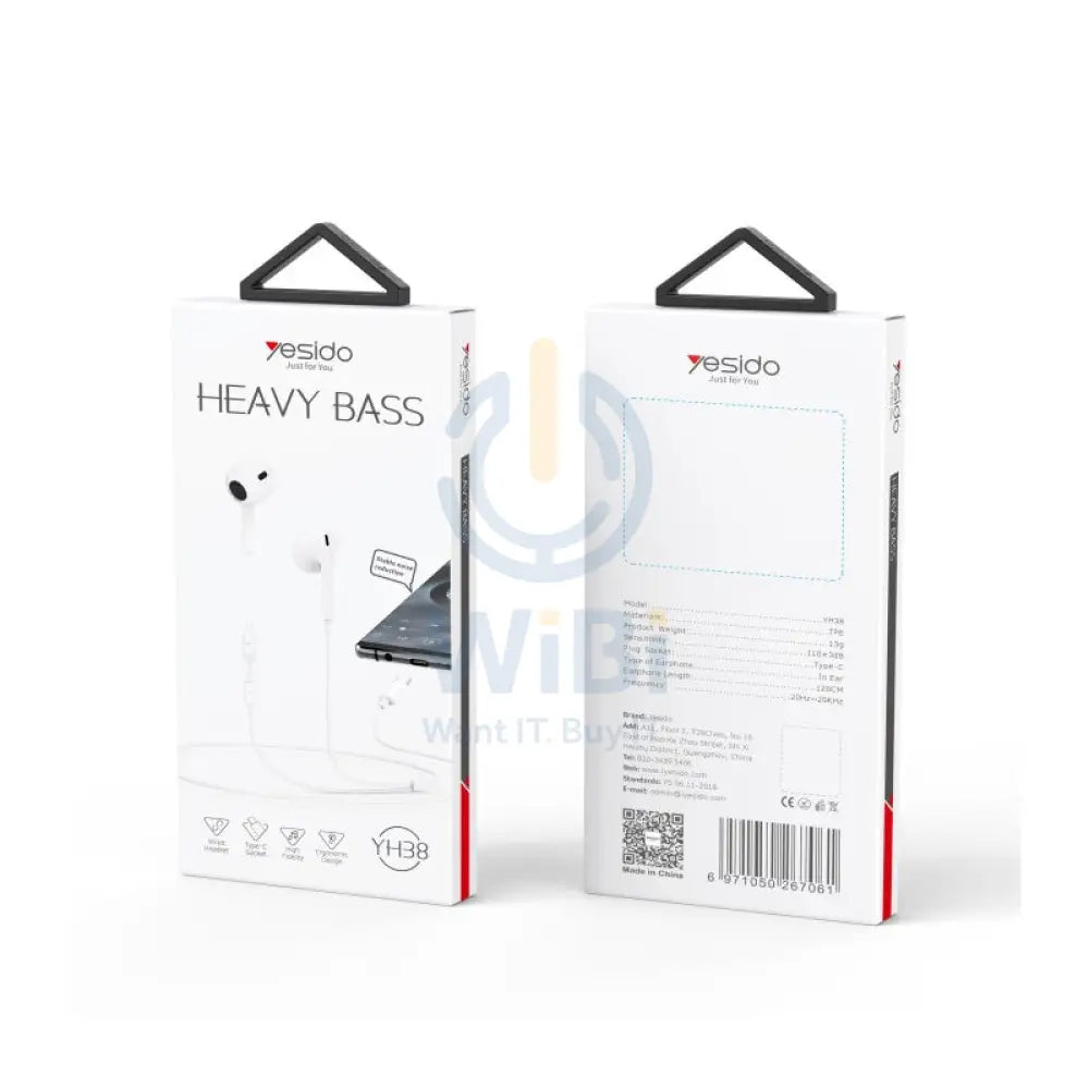 Yesido YH38 in-ear Heavy Bass wired earphone - 3.5mm / Microphone - White Accessories > Audio > Headphones