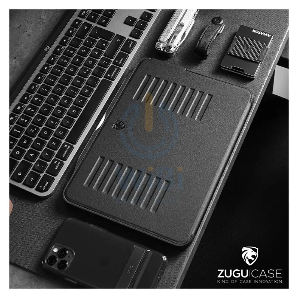 Bundle Offer - Zugu Alpha Case - iPad Air 11"/10.9" (2020-2025) / Black + Rain Design mStand Tablet Plus iPad Stand - Silver